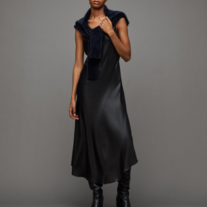 AllSaints Megan 2-In-1 Metallic Foil Maxi Dress